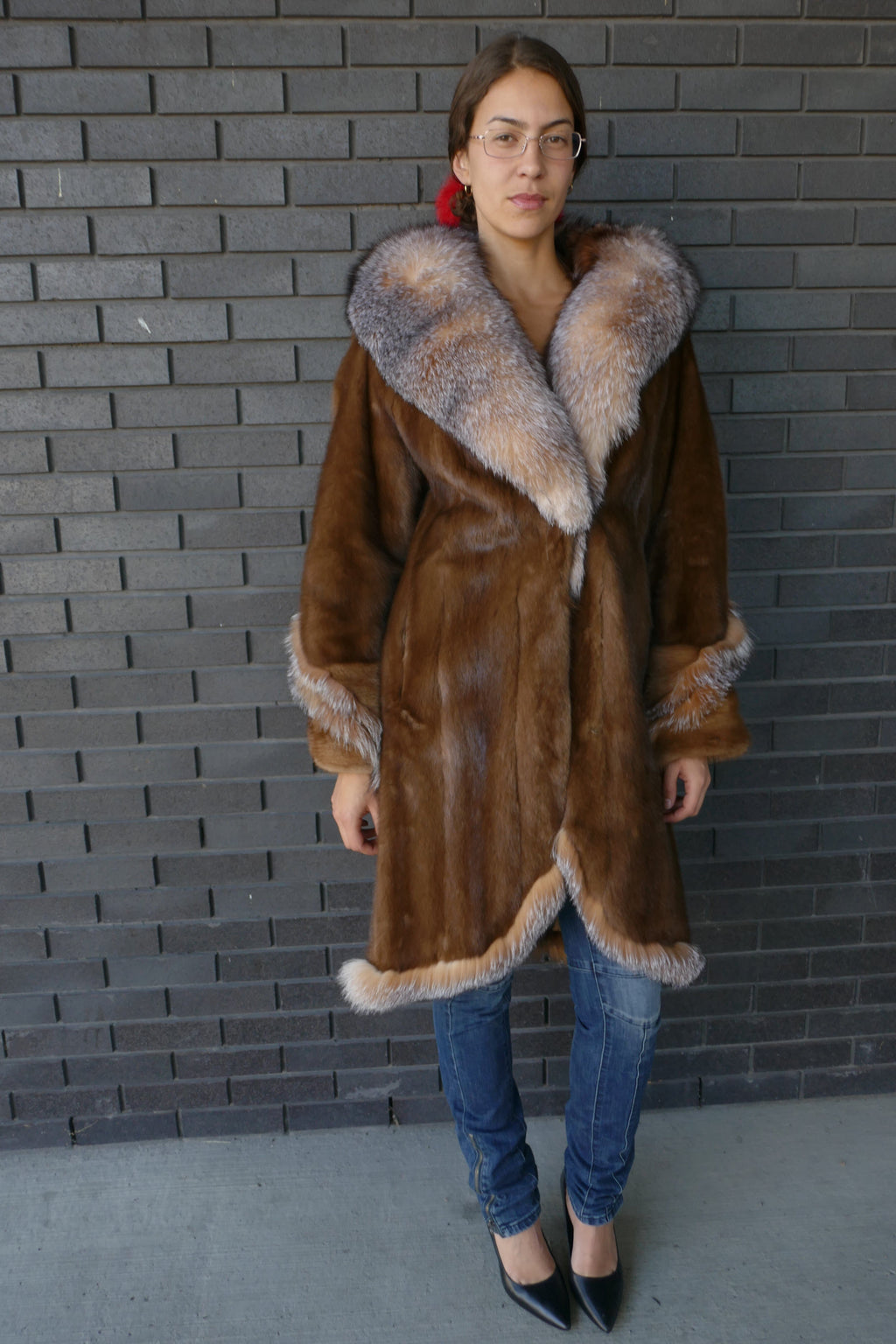 Honey Brown MInk With Crystal Fox Trim | Starlightfurs Starlight Furs 