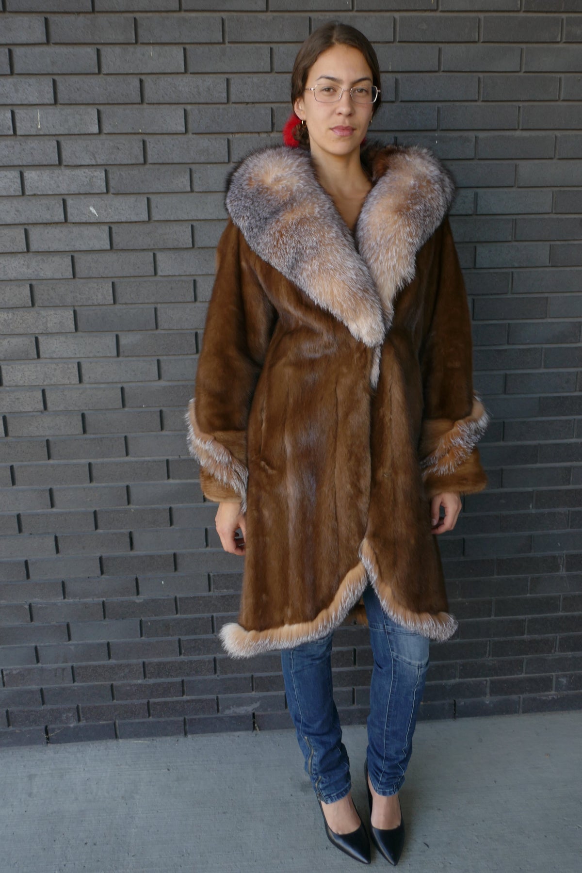 Honey Brown MInk With Crystal Fox Trim | Starlightfurs Starlight Furs 