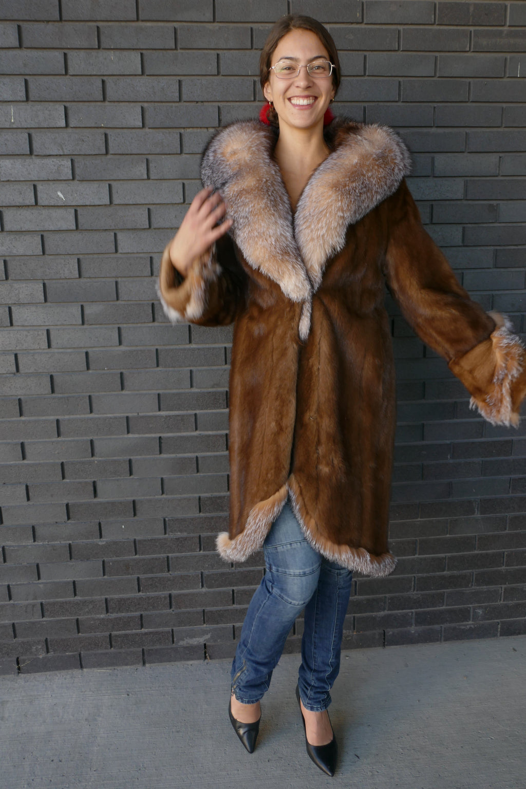 Honey Brown MInk With Crystal Fox Trim | Starlightfurs Starlight Furs 