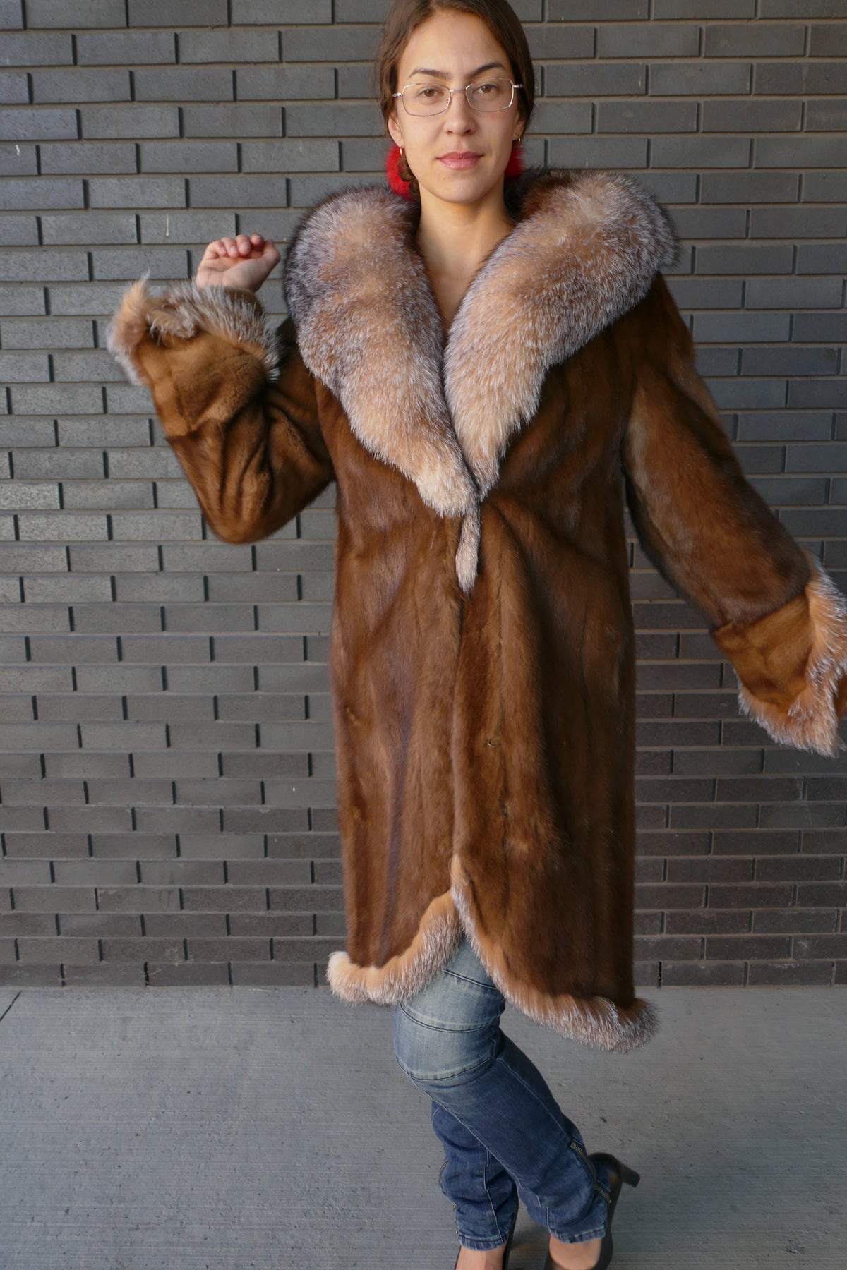 Honey Brown MInk With Crystal Fox Trim | Starlightfurs Starlight Furs 