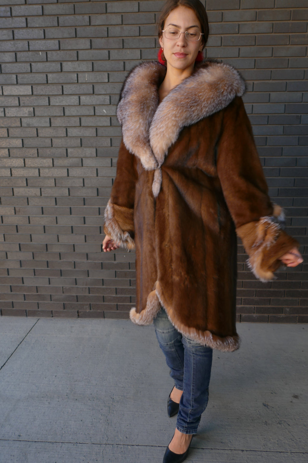 Honey Brown MInk With Crystal Fox Trim | Starlightfurs Starlight Furs 