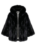 Hooded Fur Cape In Caramel Capes Starlight Furs Black 