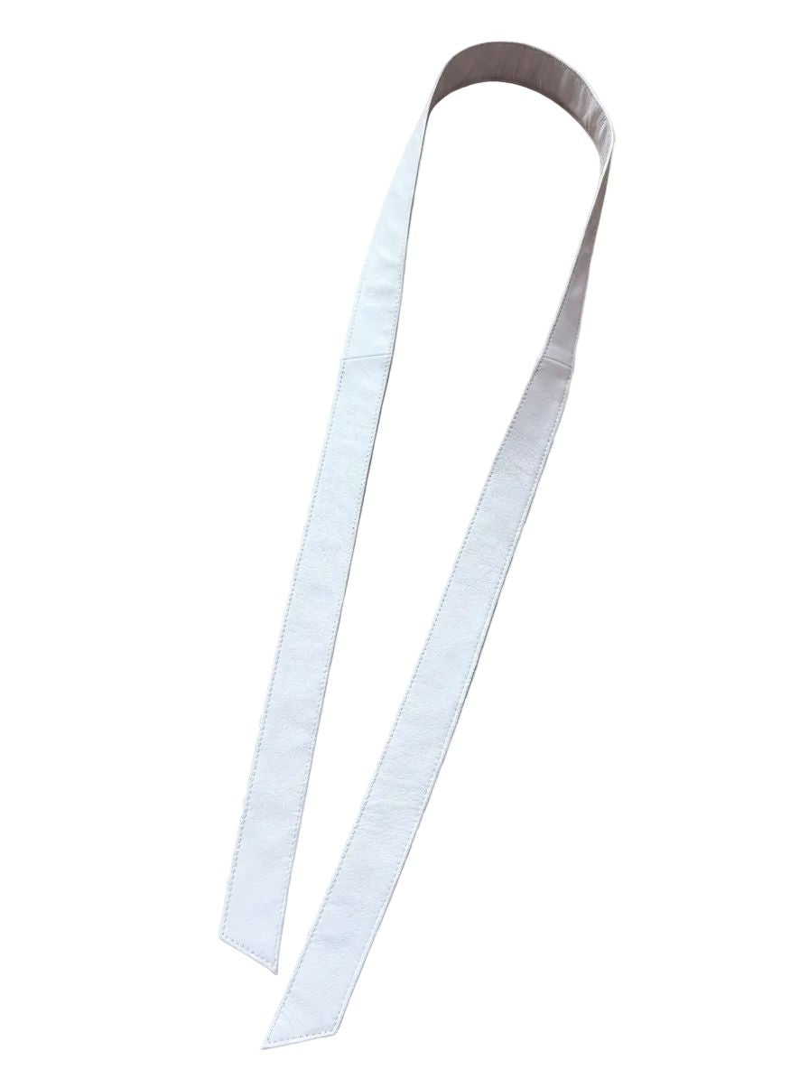 Leather Belt in White Accessories Starlight Furs 