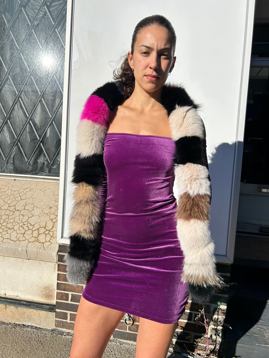 Light Multicolor Fox Fur Scarf Starlight Furs 