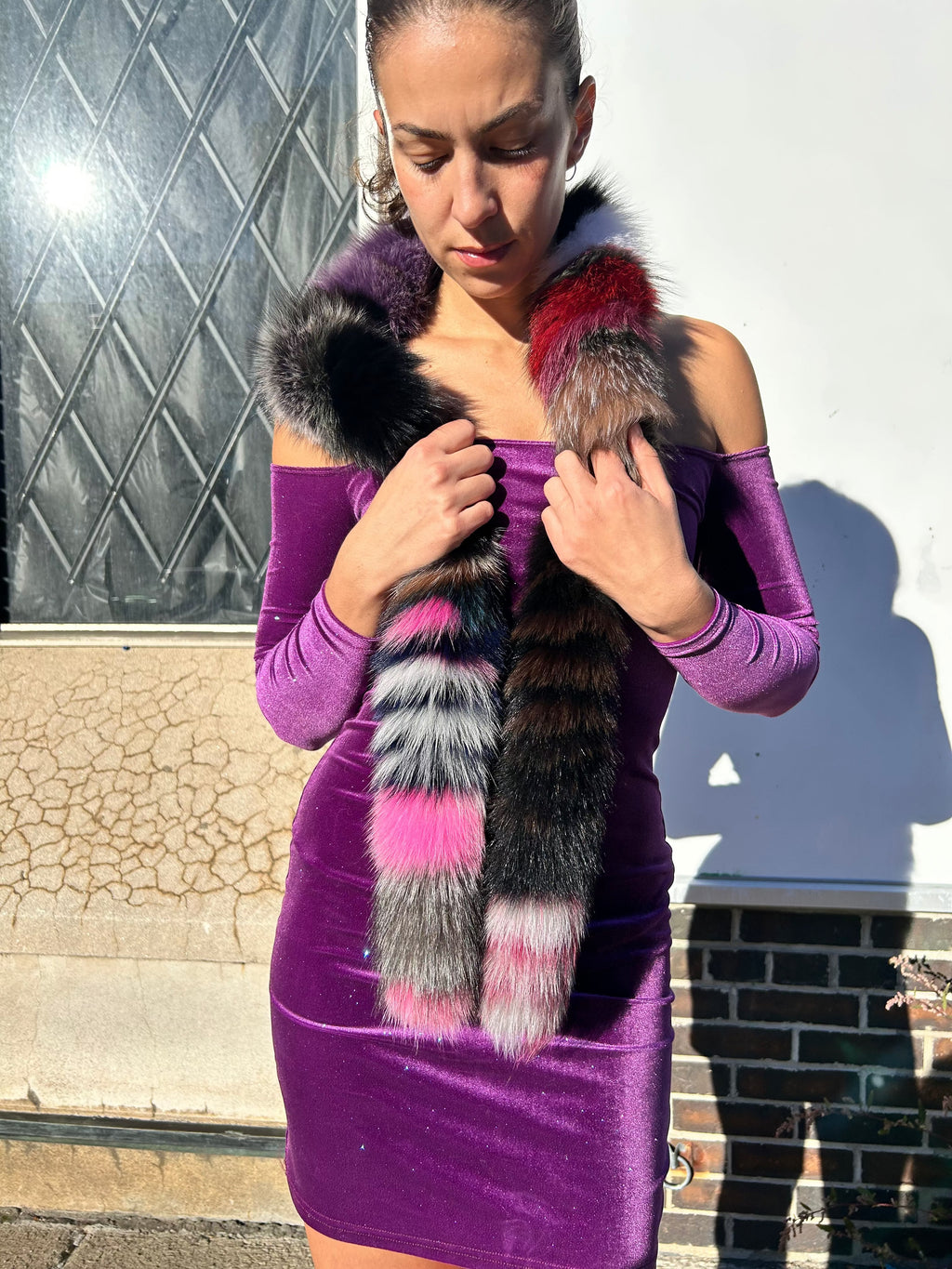 Light Multicolor Fox Fur Scarf Starlight Furs 