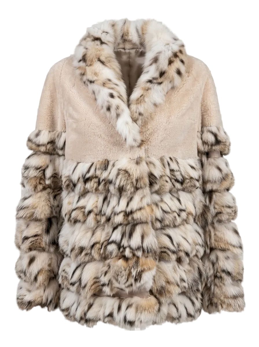Lynx Fur Coat With Sheared Beaver ONLY CANADA Fur Coat Starlight Furs 
