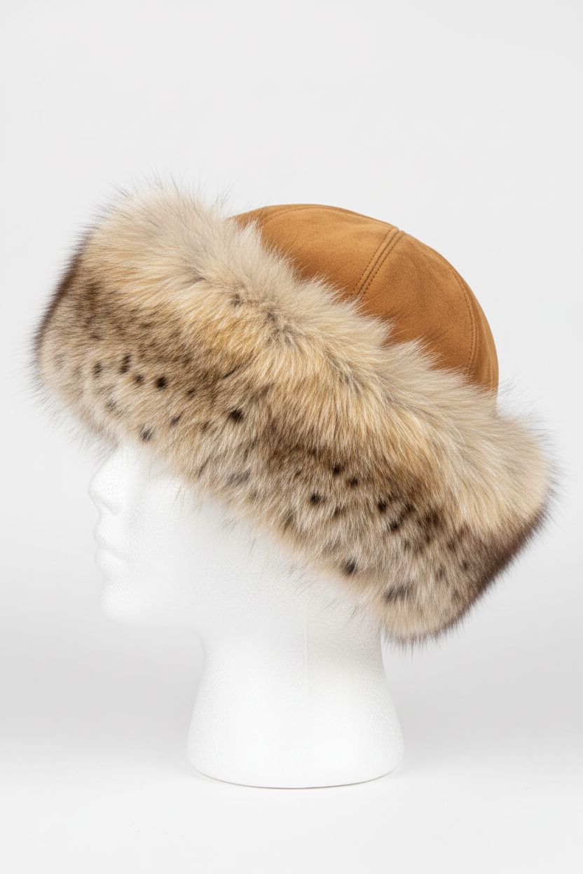 Lynx Fur Russian Hat with Suede Top Hats Starlight Furs 