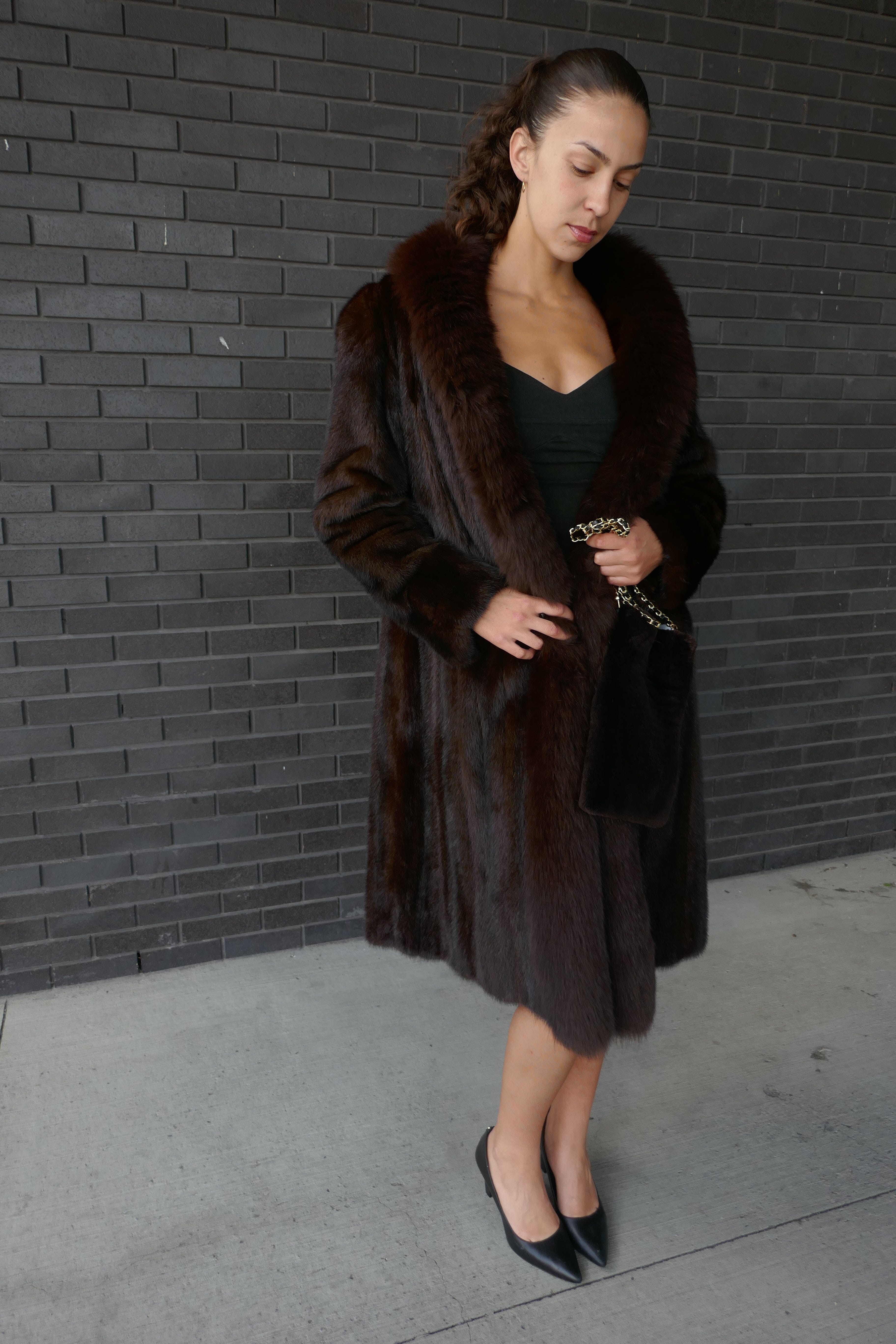 Mahogany 78 Tuxedo Fox Coat Starlight Furs 