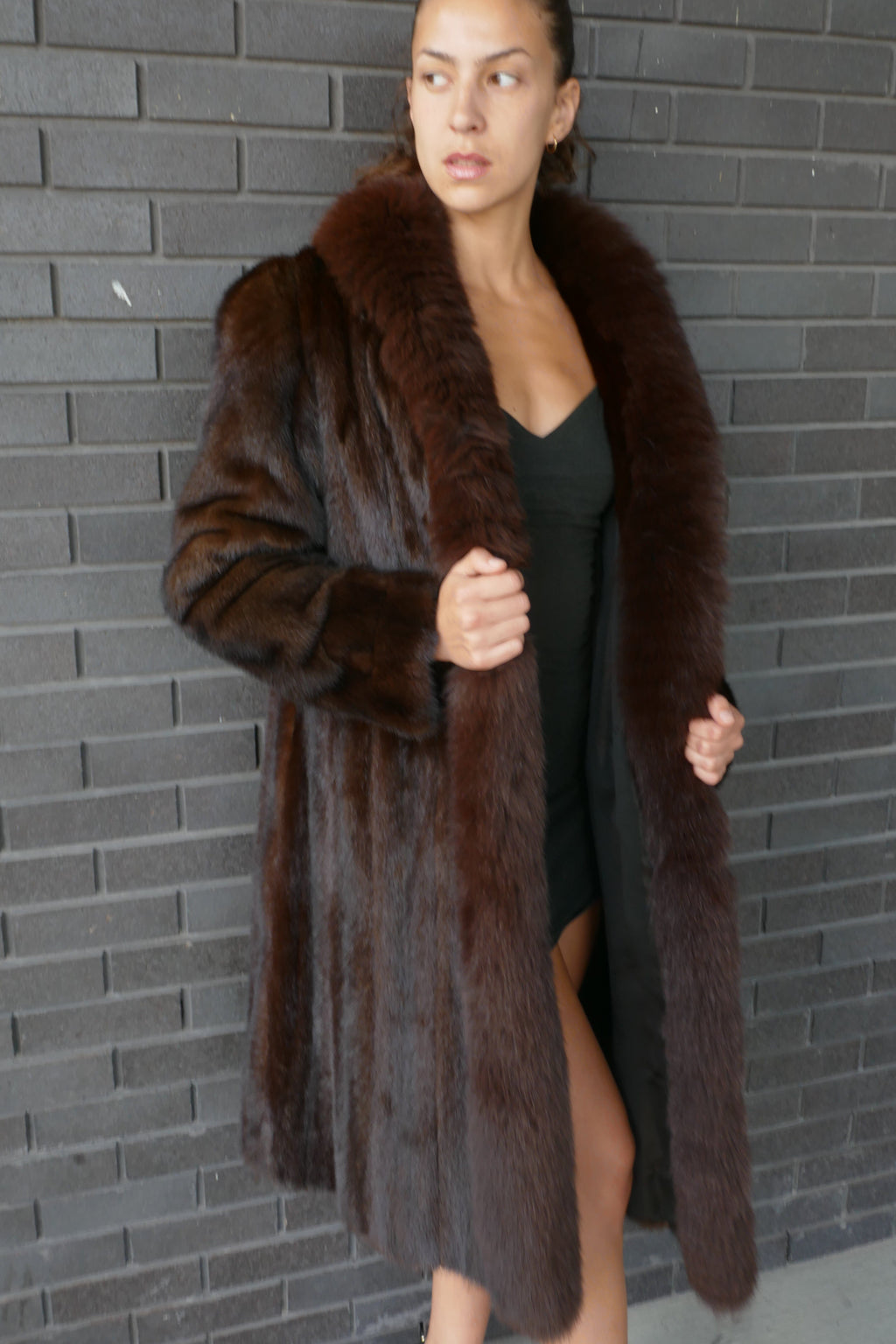 Mahogany 78 Tuxedo Fox Coat Starlight Furs 