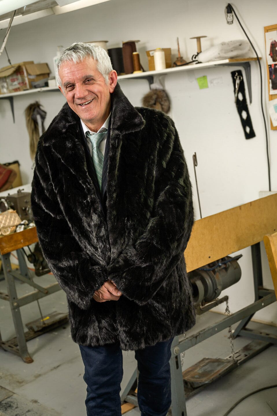 Men's Black Mink Long Coat men's Starlight Furs 