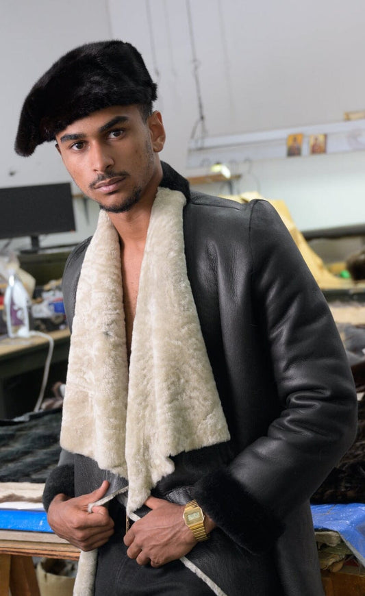 Men’s Mink Fur Beret-Style Hat men's Starlight Furs 