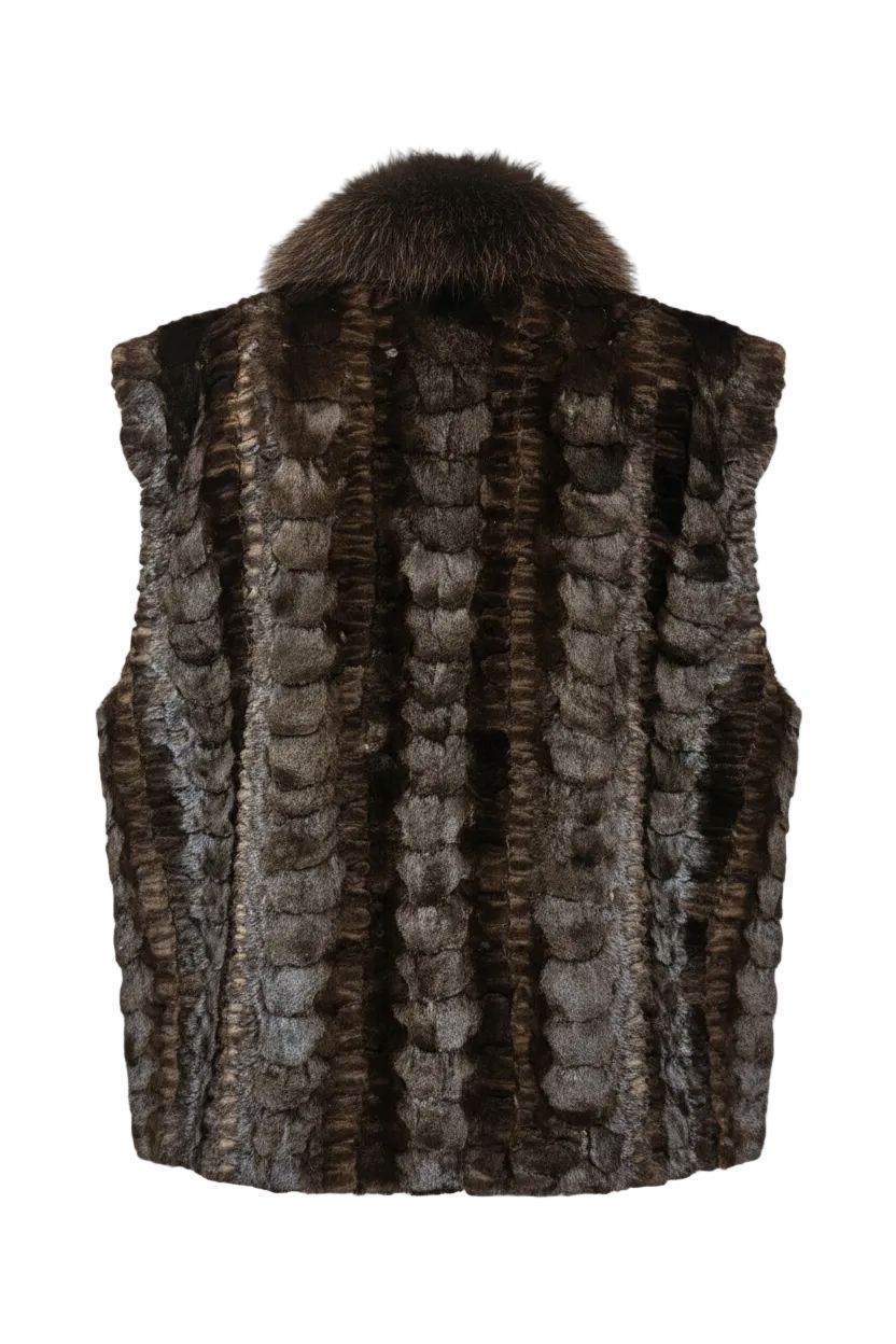 Men's Mink Fur Vest with Fox Collar Vest Starlight Furs 
