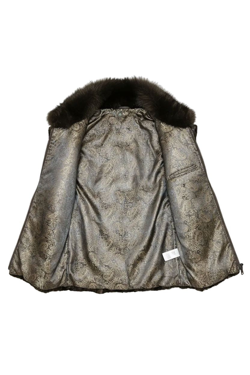 Men's Mink Fur Vest with Fox Collar Vest Starlight Furs 