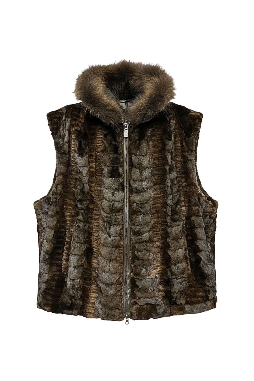 Men's Mink Fur Vest with Fox Collar Vest Starlight Furs 