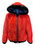 Mink Bomber Zip-Up Jacket In Red and Black Jackets Starlight Furs 