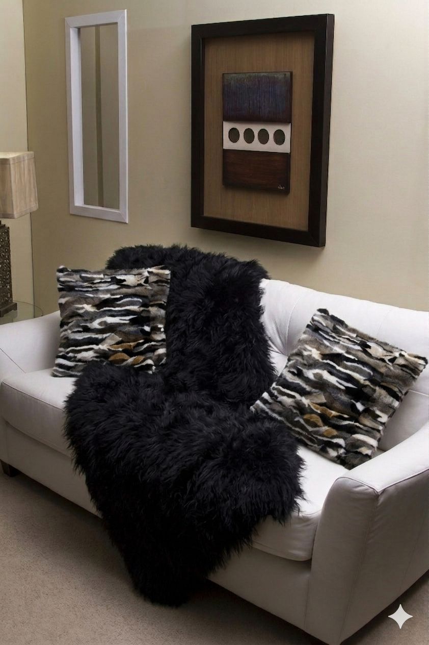 Mink Fur Patterned Pillow Blankets Starlight Furs 