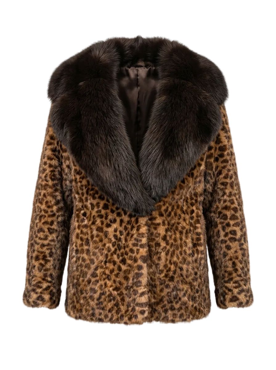 Mink Leopard Stencil With Fox Collar Coats & Jackets Starlight Furs 