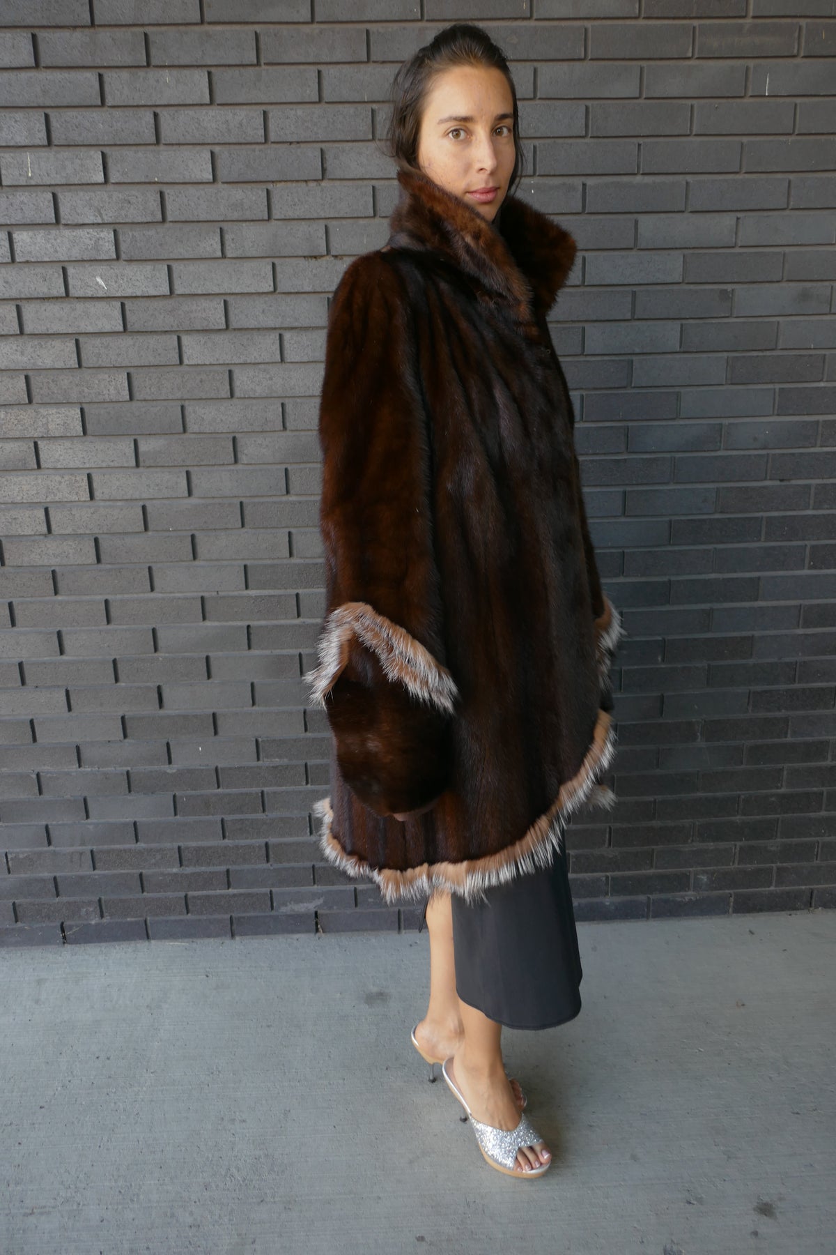 Upcycled Mink Coat With Fox Trim