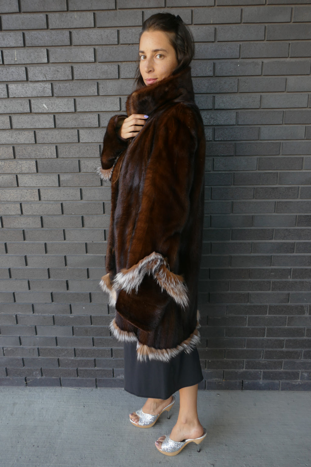 Upcycled Mink Coat With Fox Trim