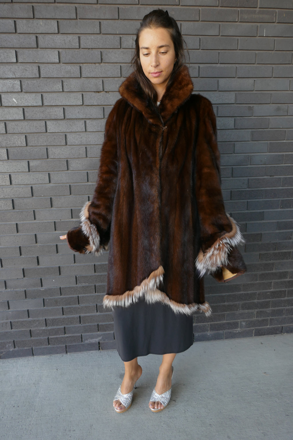 Upcycled Mink Coat With Fox Trim