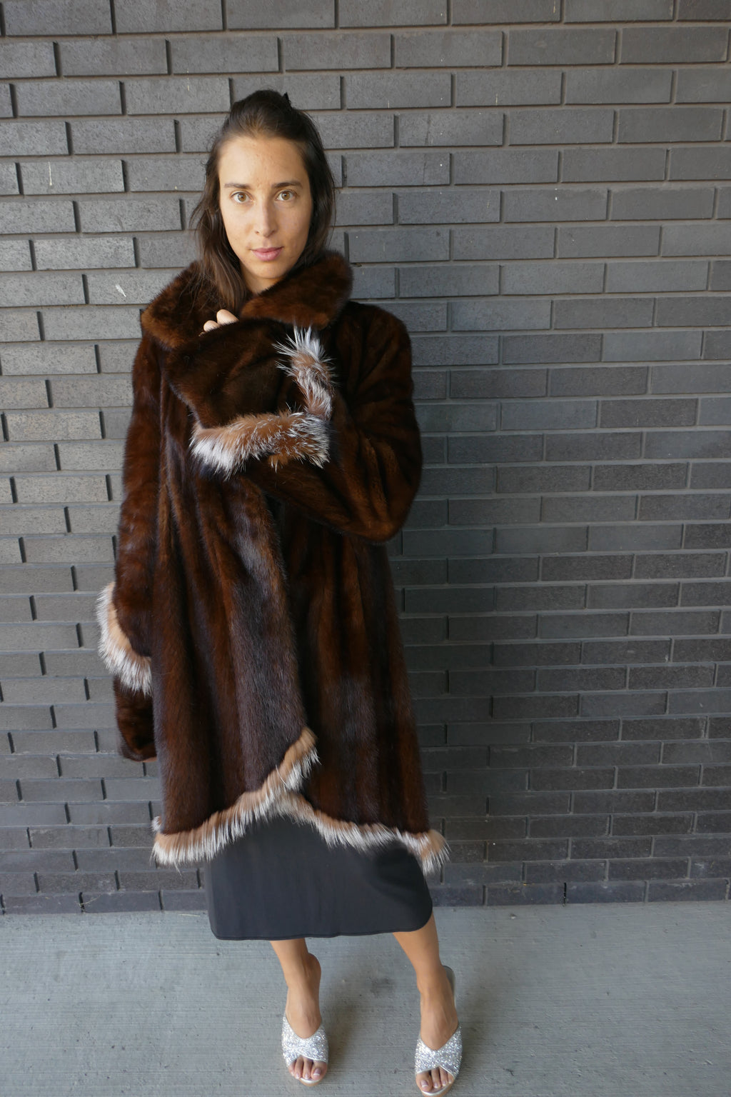 Upcycled Mink Coat With Fox Trim