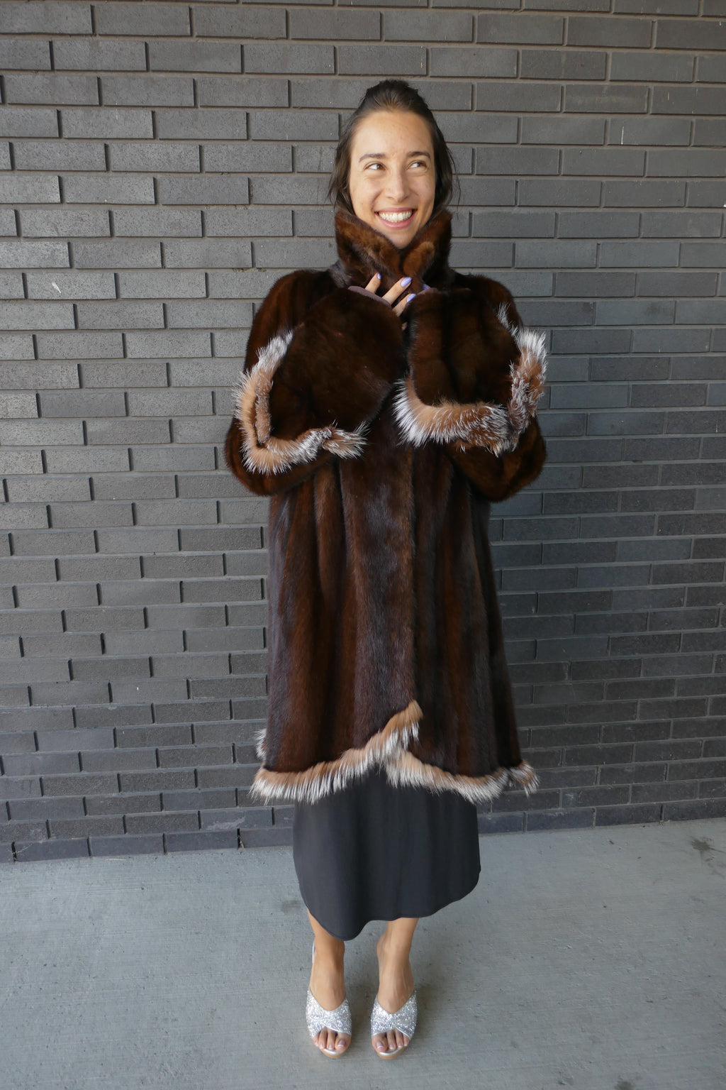 Upcycled Mink Coat With Fox Trim