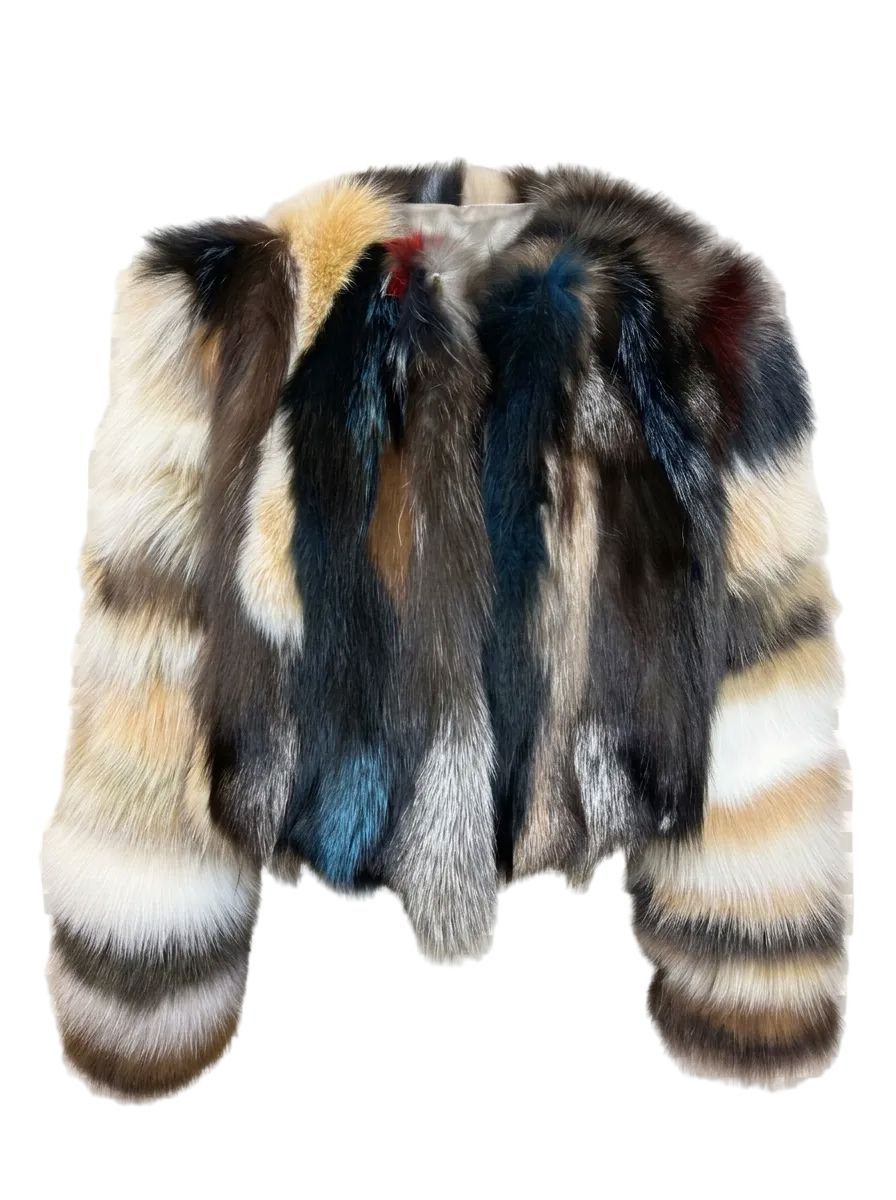 Multicolor Cropped Fox Fur Jacket | Handcrafted Canadian Luxury – Starlight Furs Starlight Furs 