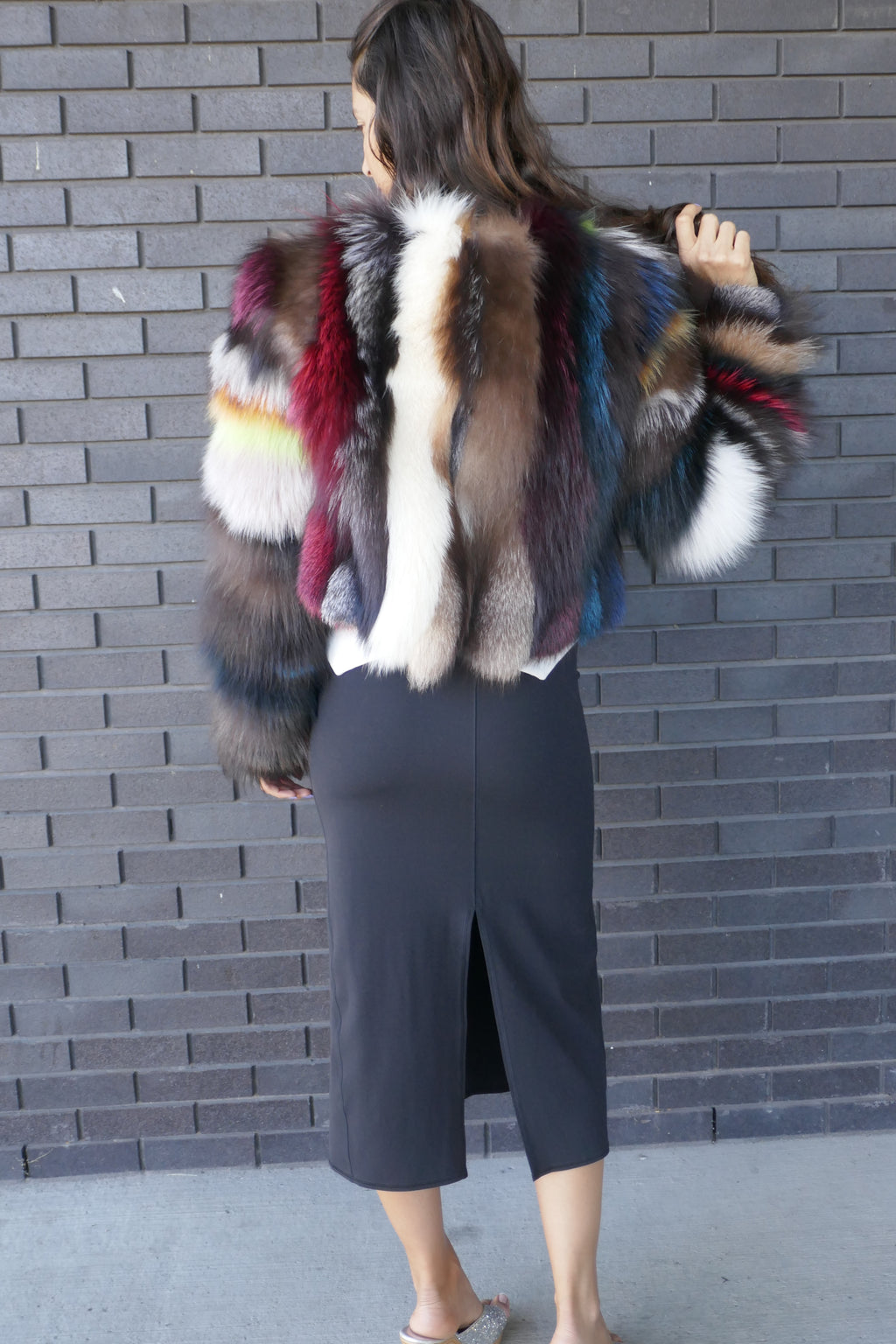 Multicolour Fox Fur Jacket