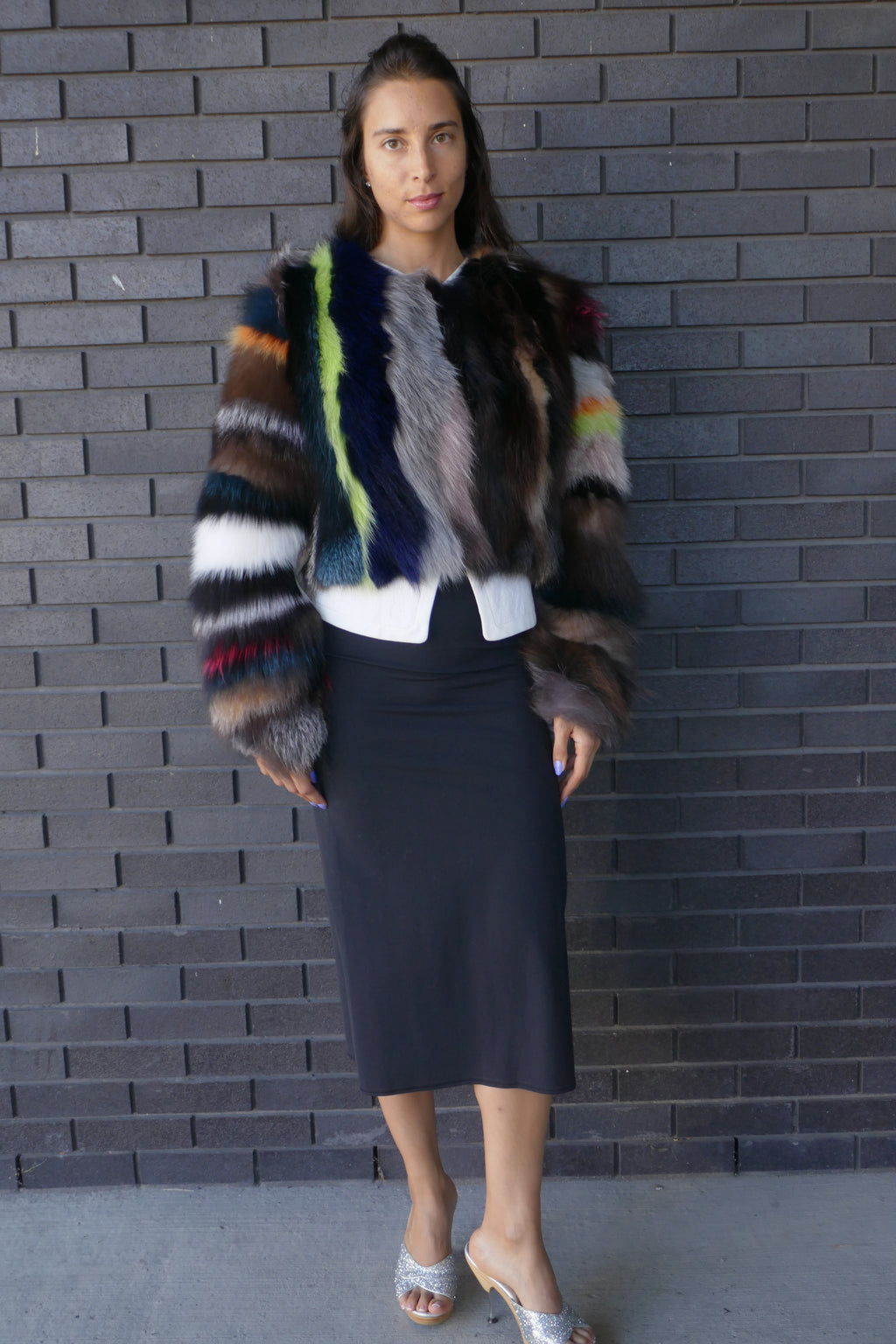 Multicolour Fox Fur Jacket