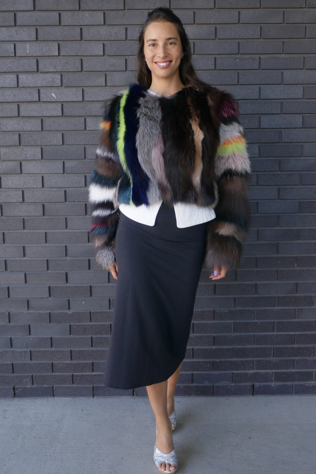 Multicolour Fox Fur Jacket