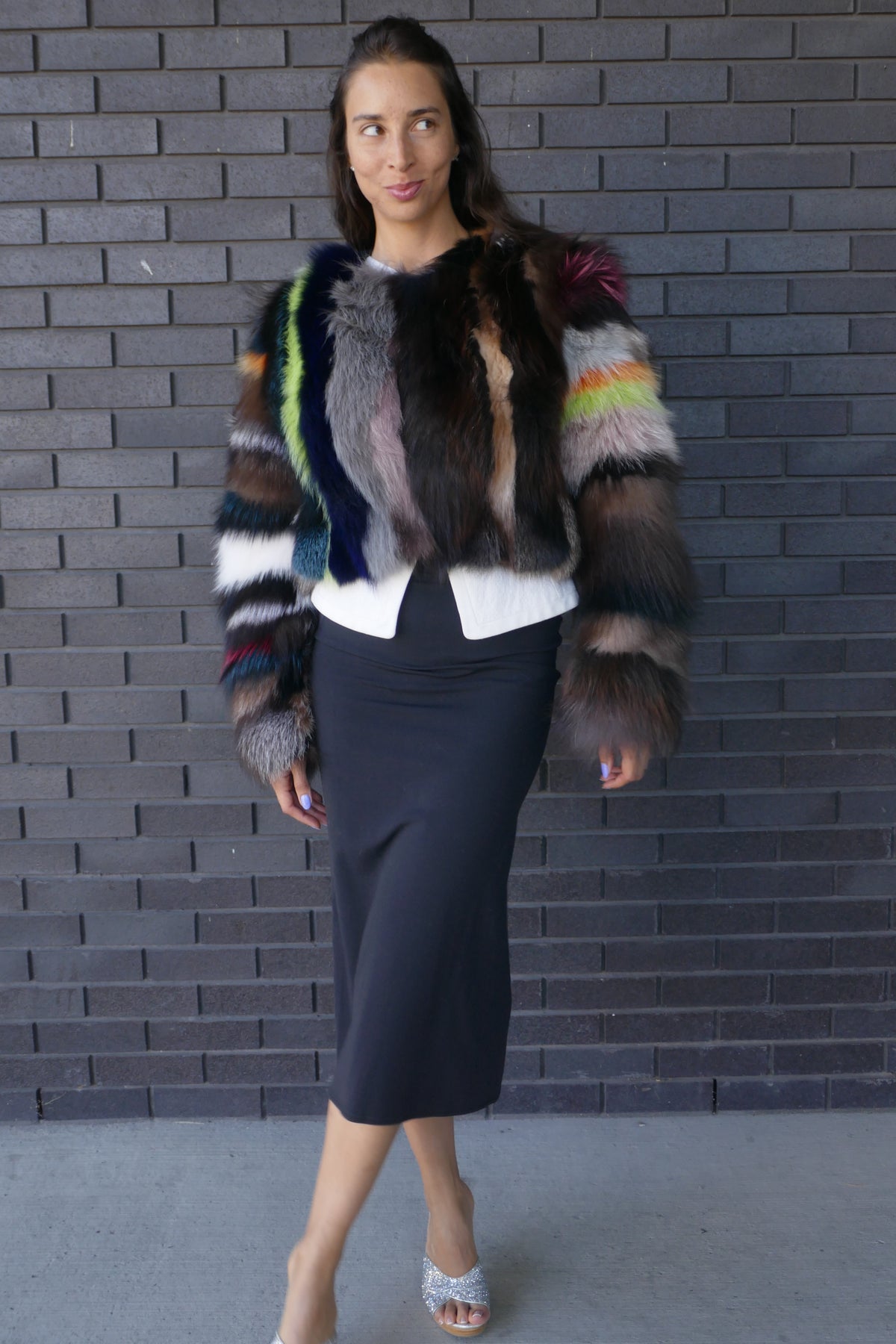 Multicolour Fox Fur Jacket