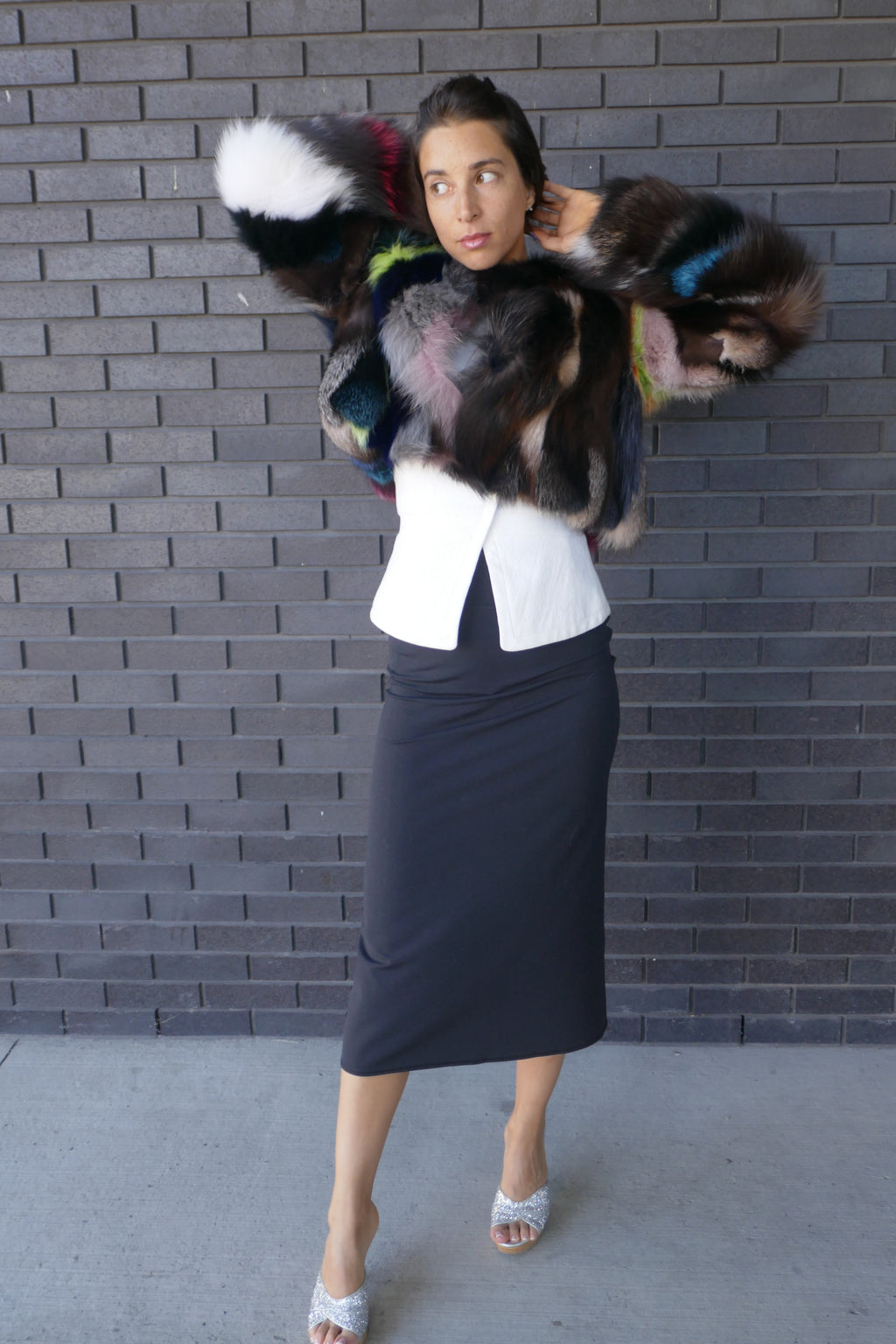 Multicolour Fox Fur Jacket