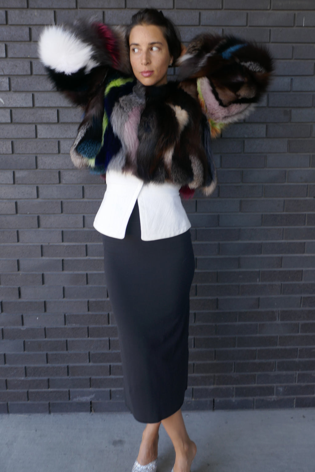 Multicolour Fox Fur Jacket