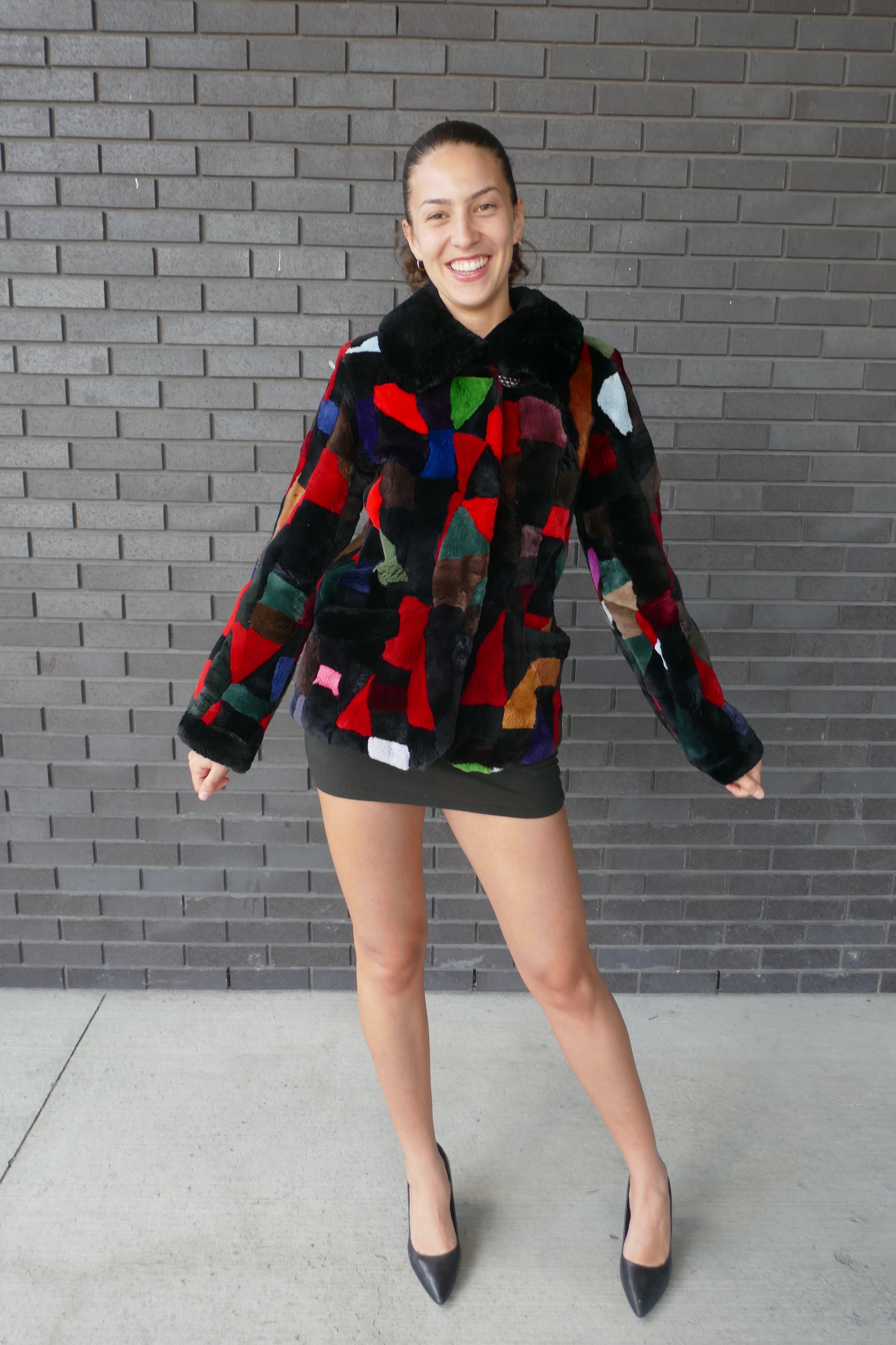Multicolors Patchwork Sheared Beaver Jacket Fur Jacket Starlight Furs 