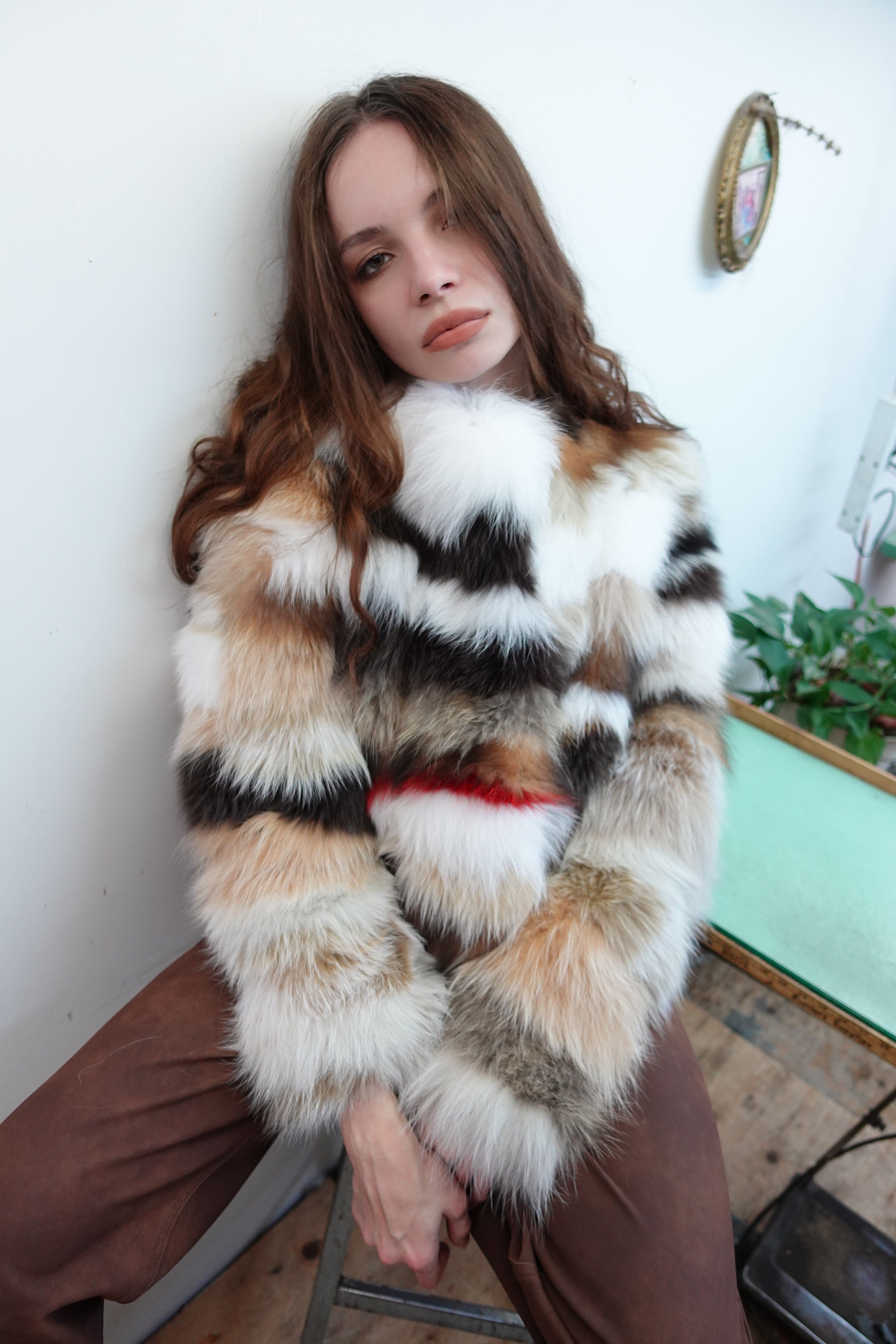 Multicolour Fox Crop Jacket Fur Jacket Starlight Furs 