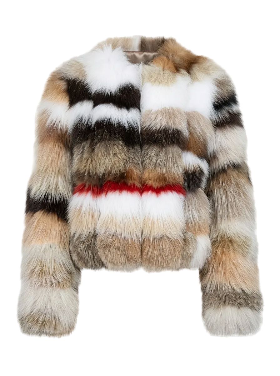 Multicolour Fox Crop Jacket Fur Jacket Starlight Furs 