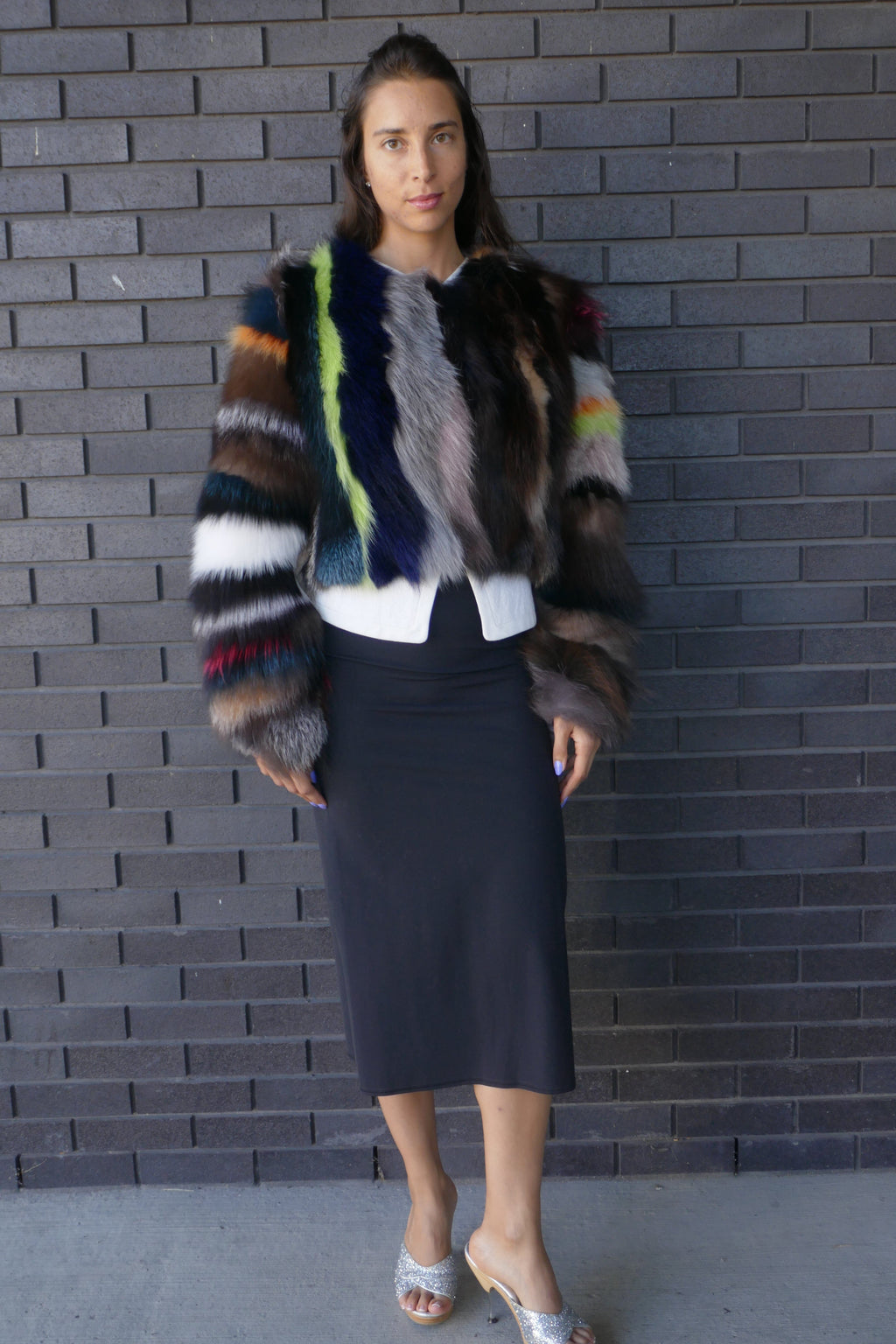 Multicolour Fox Fur Jacket Starlight Furs 