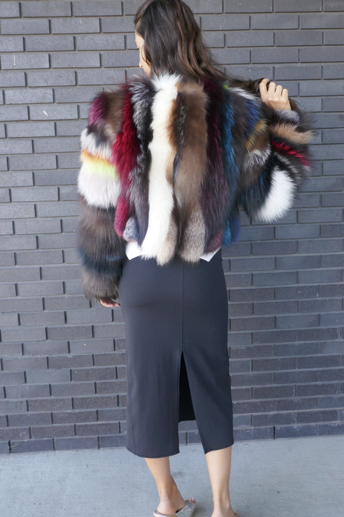 Multicolour Fox Fur Jacket Starlight Furs 