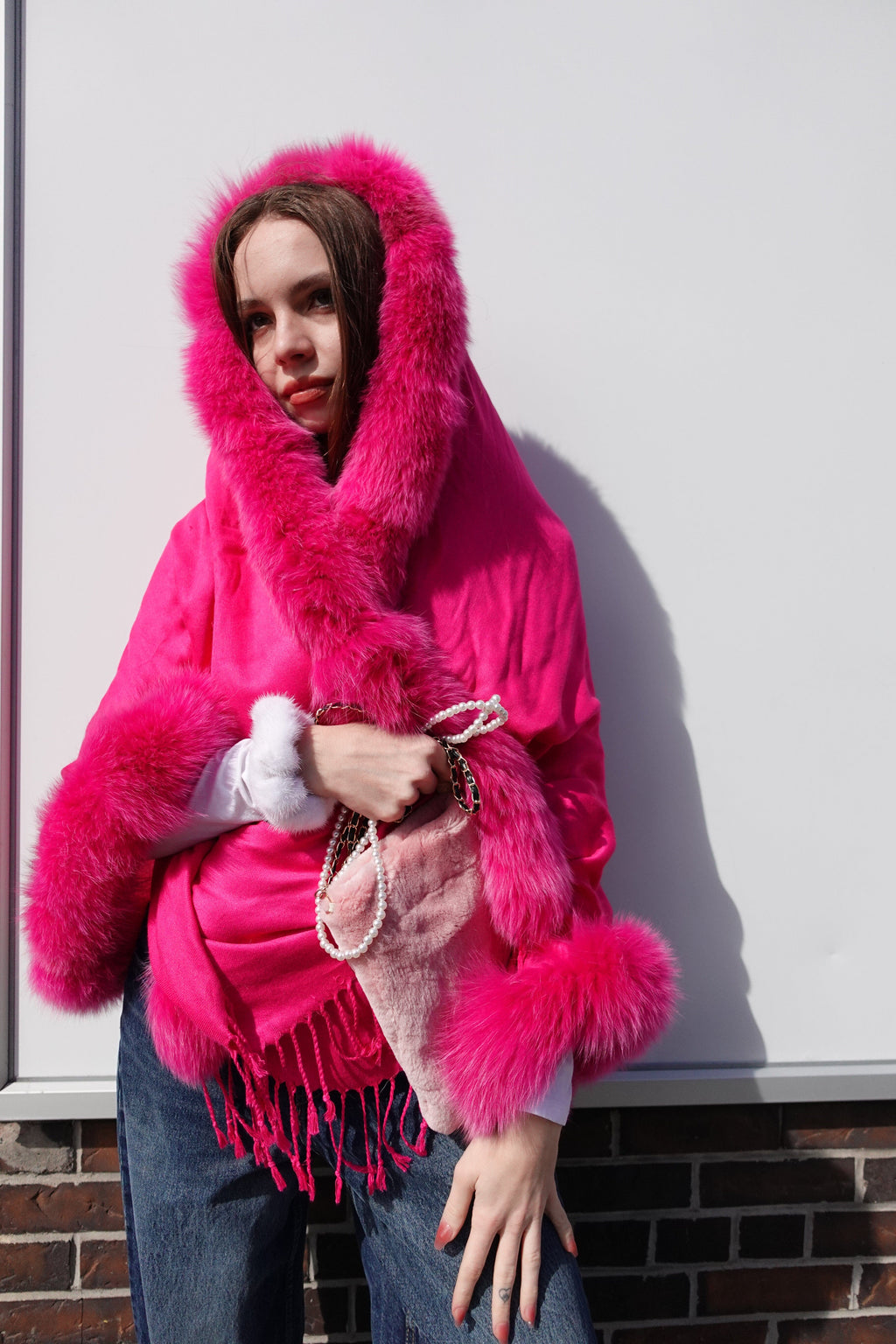 Pashminas with Fox trim Accessories Starlight Furs 