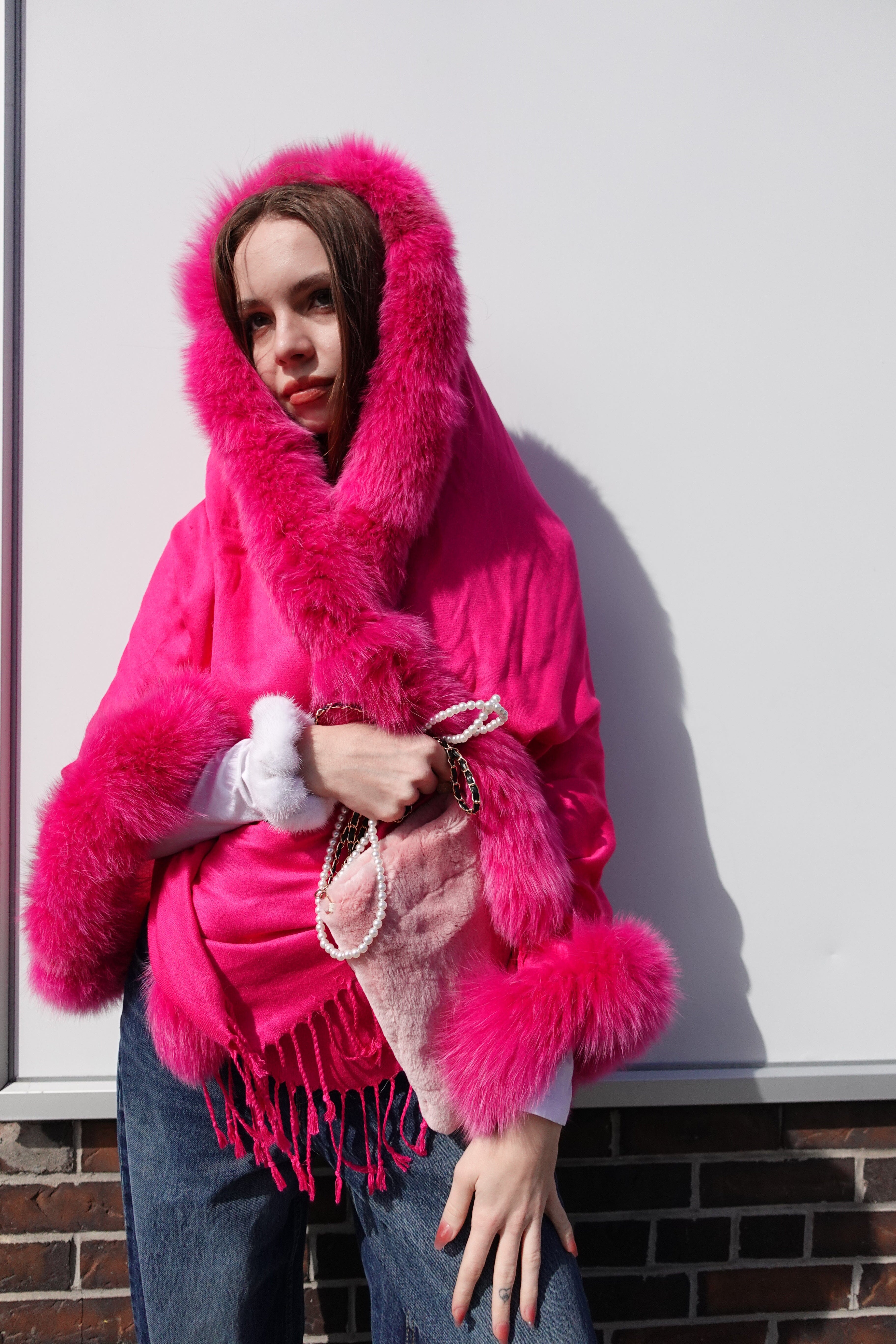 Pashminas with Fox trim Accessories Starlight Furs 
