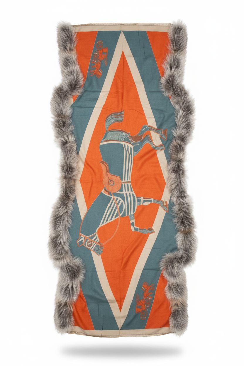 Pashminas with Fox trim Accessories Starlight Furs Peach/orange 