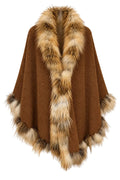 Red Fox-Trimmed Alpaca Shawl Capes Starlight Furs 