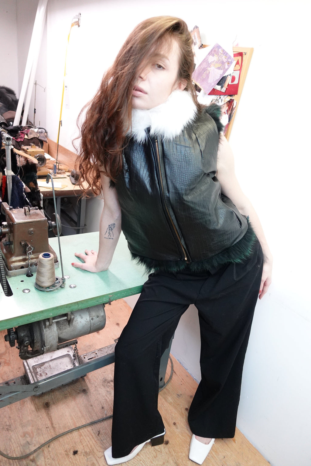 Reversible Coyote Furs Green Fur Vest Starlight Furs 