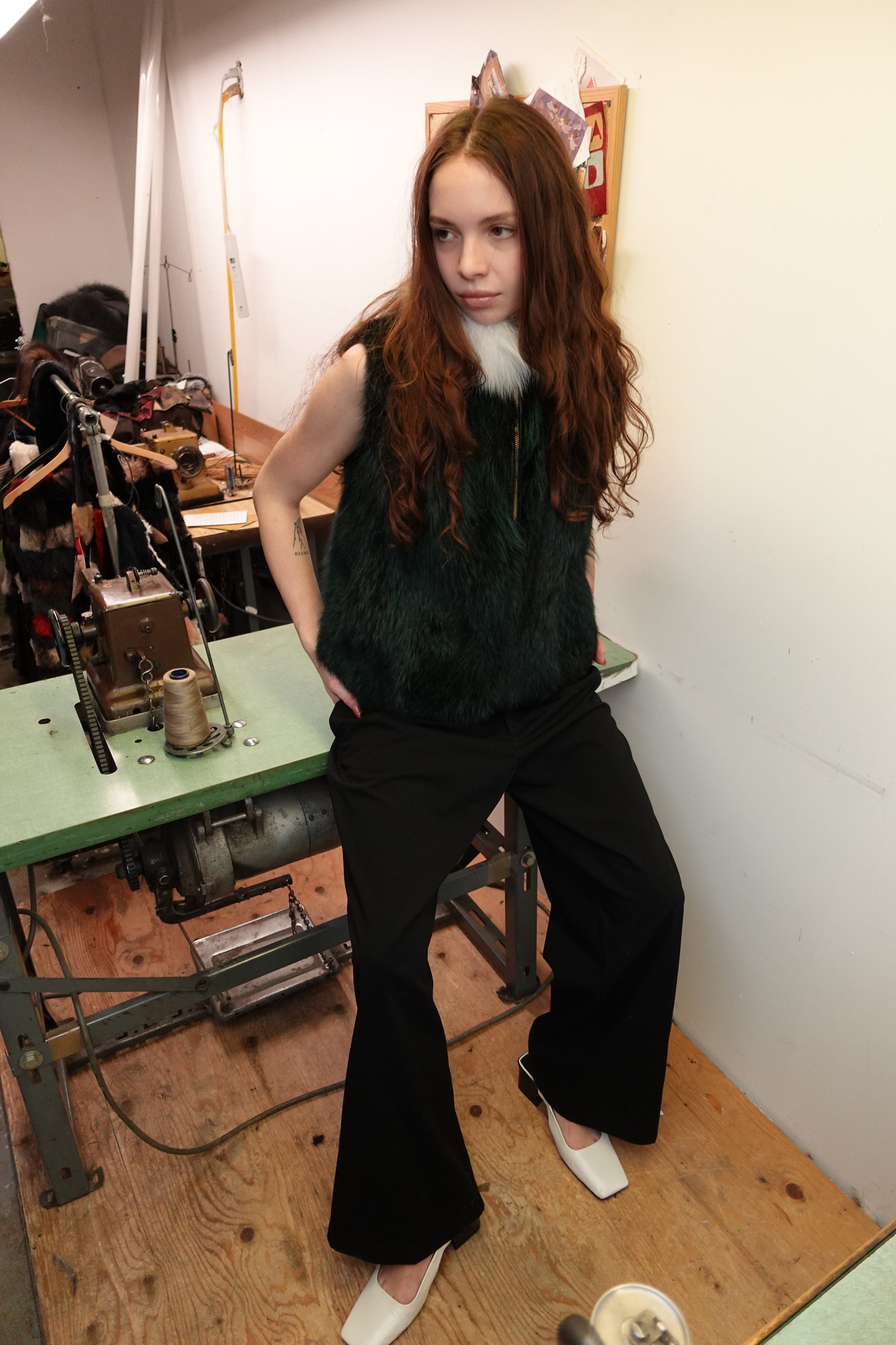 Reversible Coyote Furs Green Fur Vest Starlight Furs 