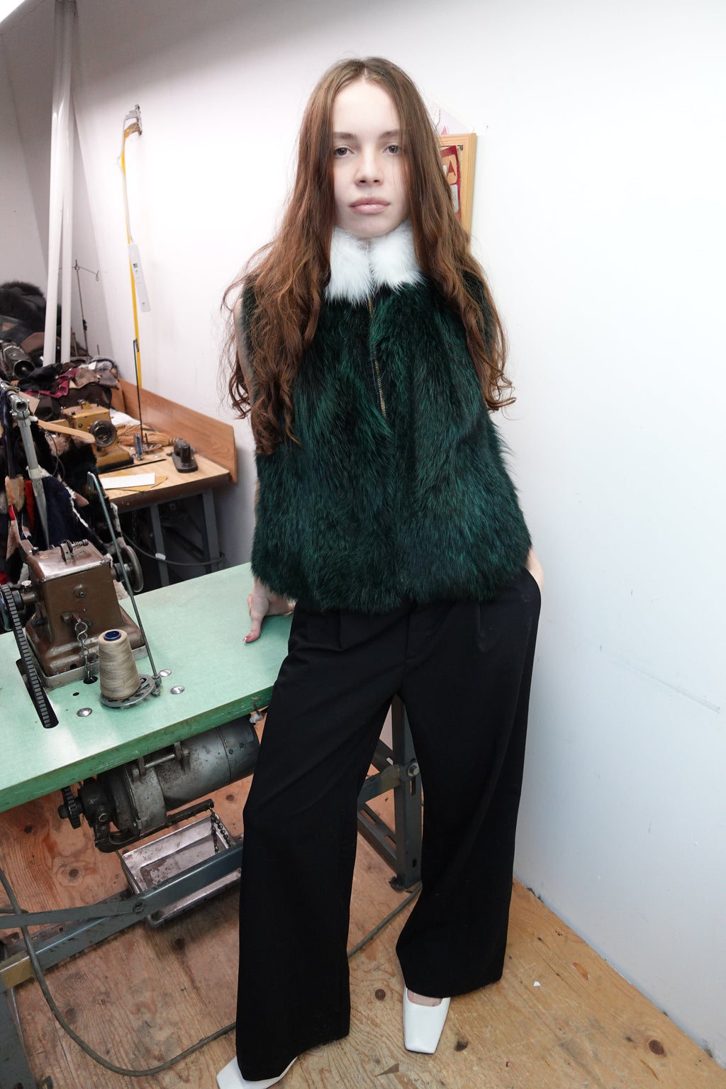 Reversible Coyote Furs Green Fur Vest Starlight Furs 