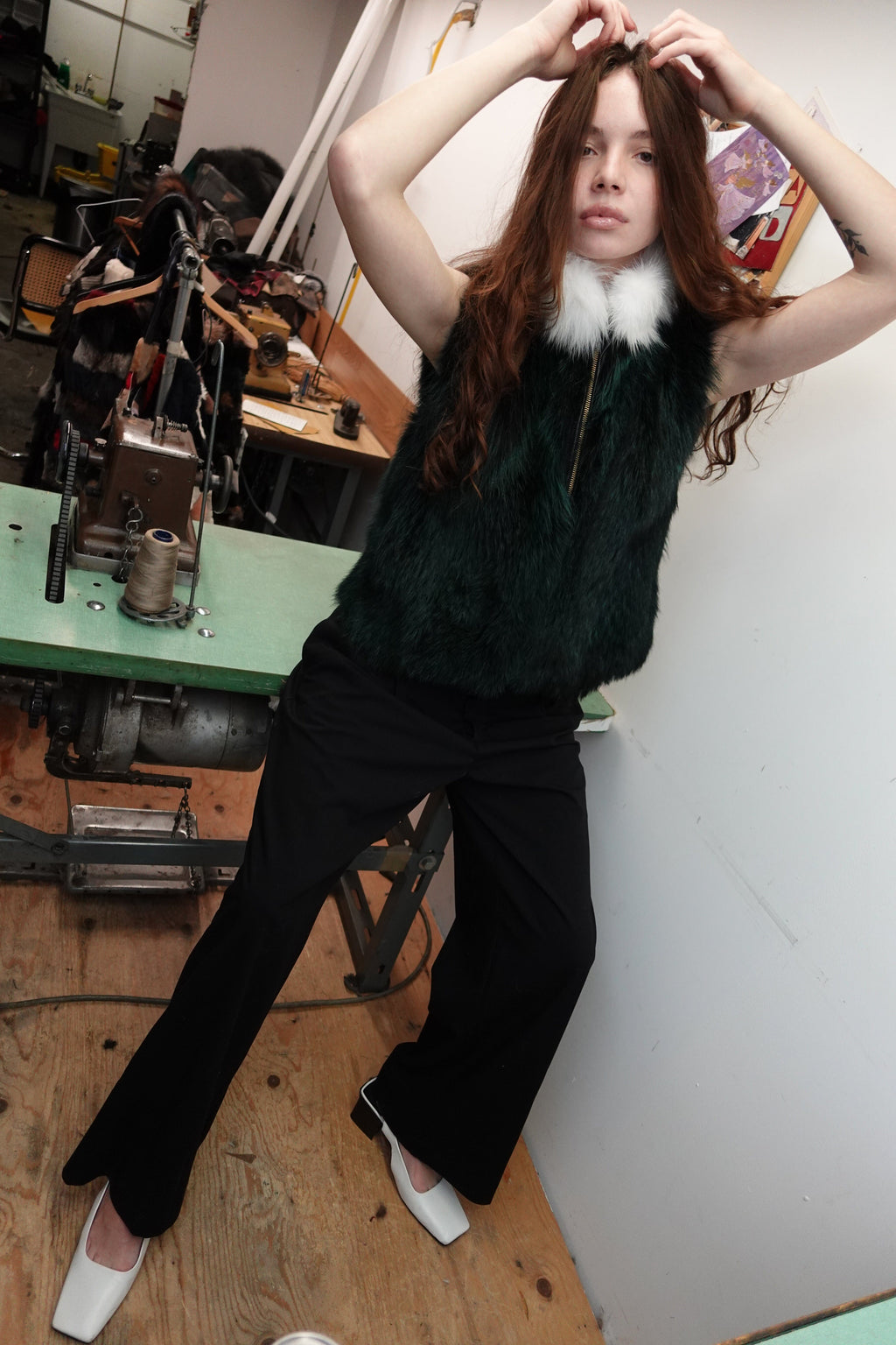 Reversible Coyote Furs Green Fur Vest Starlight Furs 