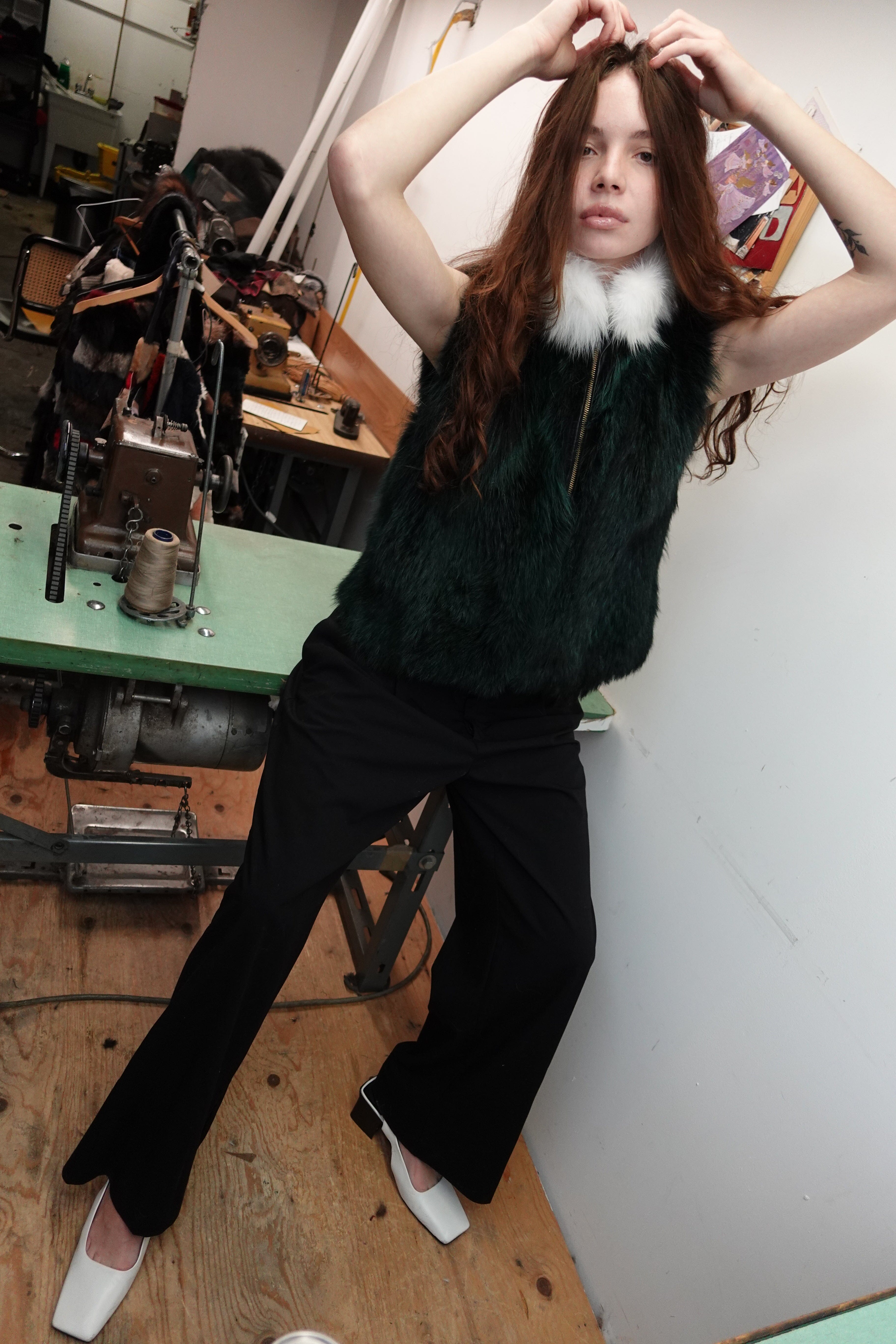 Reversible Coyote Furs Green Fur Vest Starlight Furs 