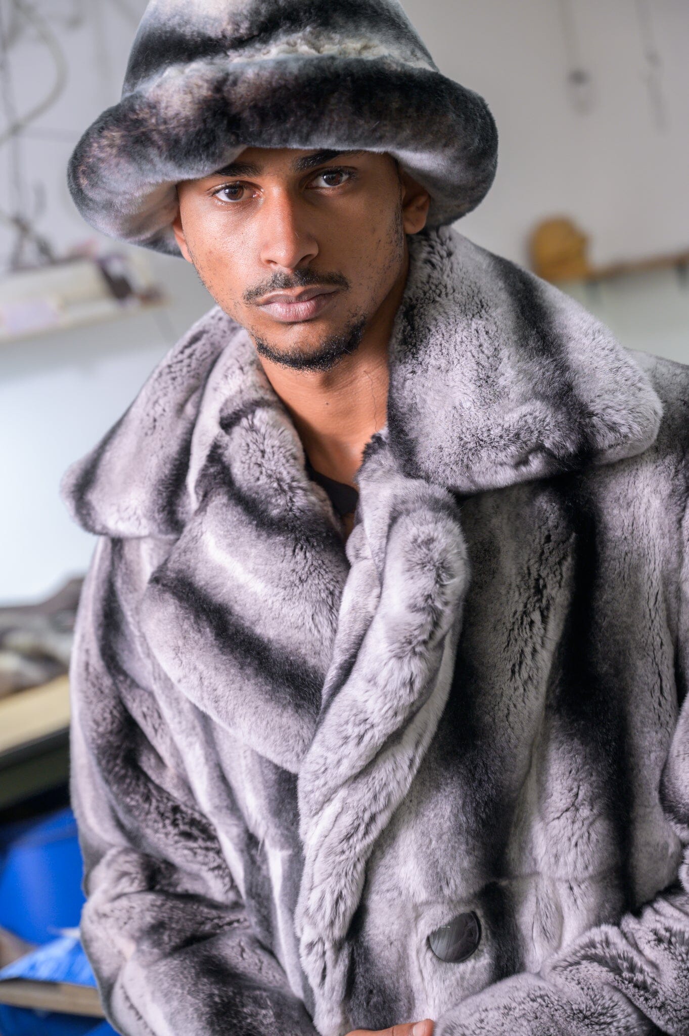 Rex Rabbit Chinchilla Long Men’s Coat men's Starlight Furs 