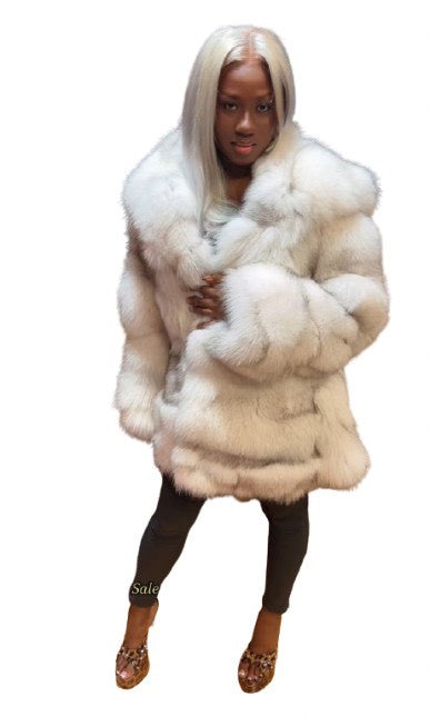 Blue Fox Fur Short Jacket