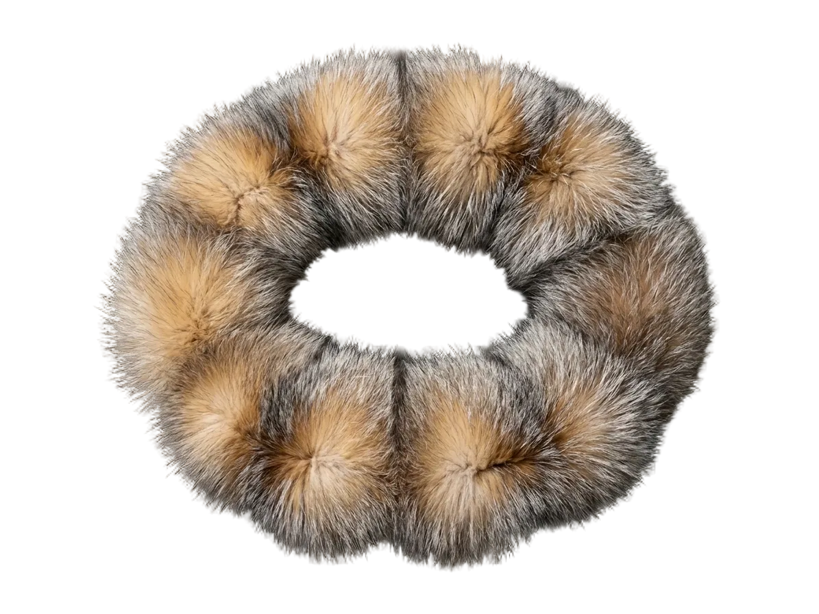 Fur headband with brown and gray tones on a transparent background